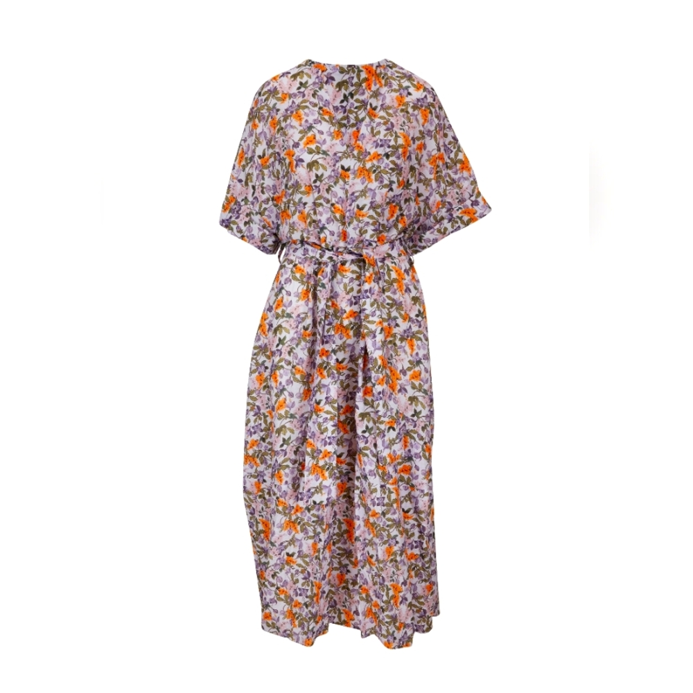 Vince Wisteria Vine Cuffed V-neck Dress. Size 2X